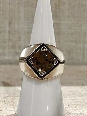 Mother of Pearl Ring with Smoky Quartz stone